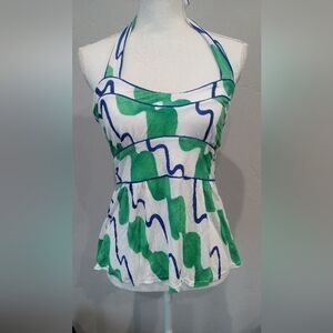 Green and Blue Halter Top